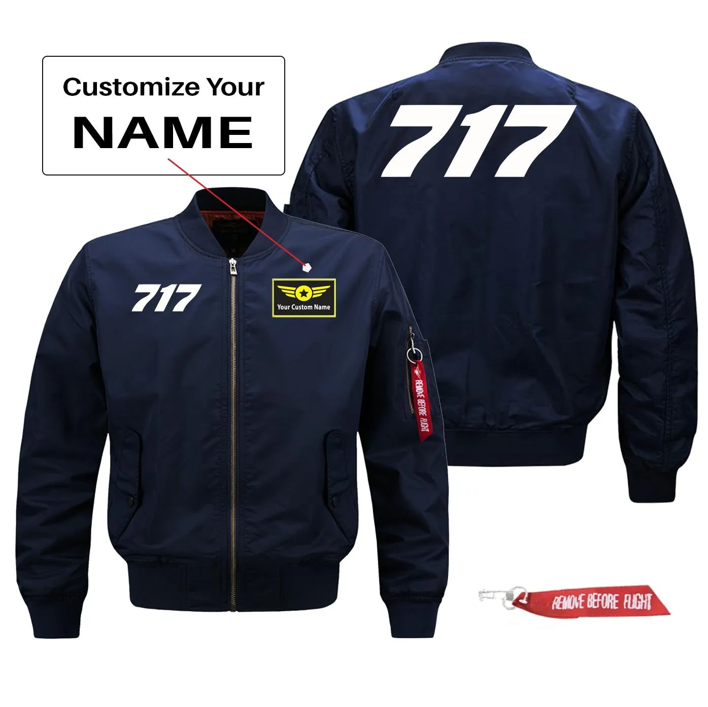 717 Flat Text Designed Pilot Jackets (Customizable)