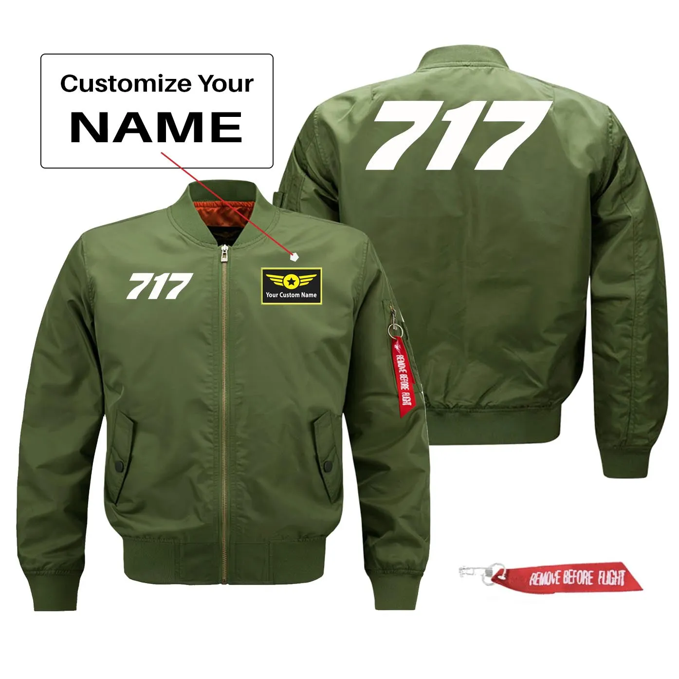 717 Flat Text Designed Pilot Jackets (Customizable)