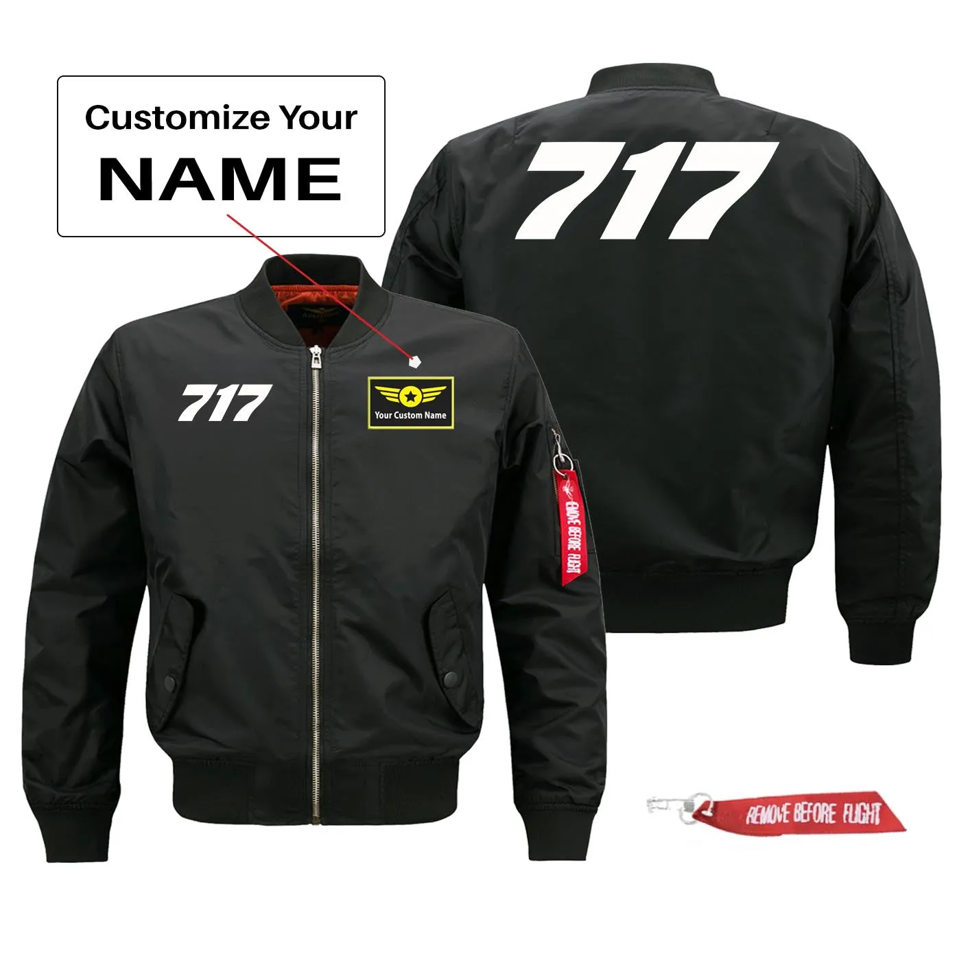 717 Flat Text Designed Pilot Jackets (Customizable)