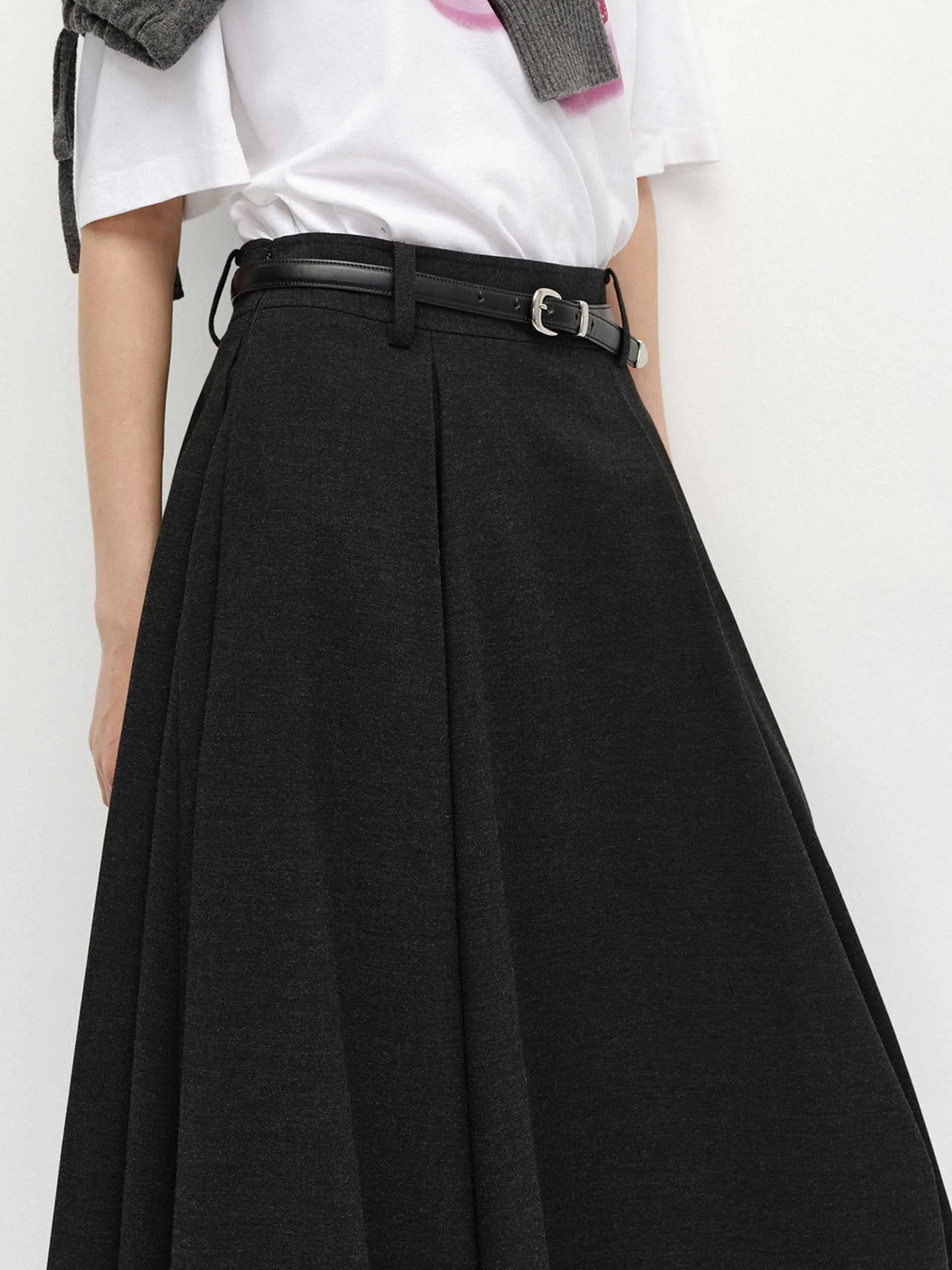 A-line Cut Pleated Skirt