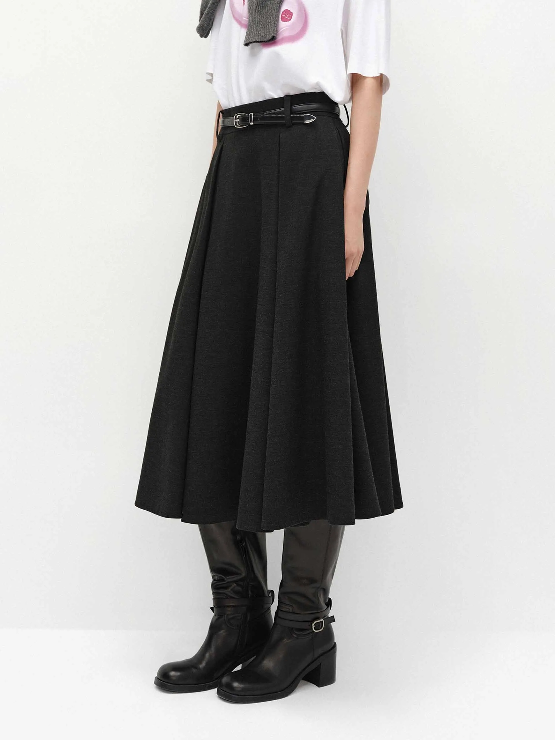 A-line Cut Pleated Skirt