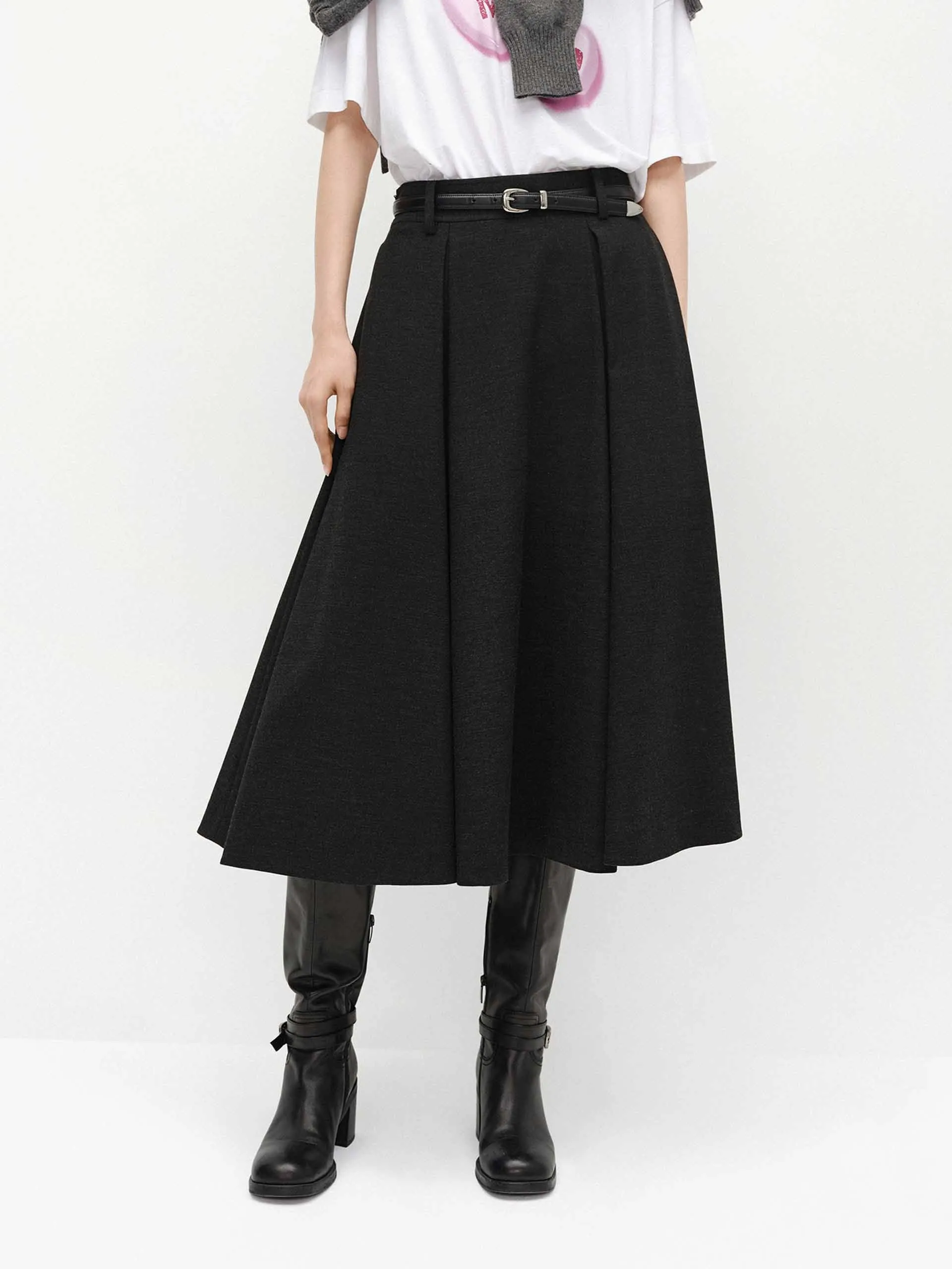 A-line Cut Pleated Skirt