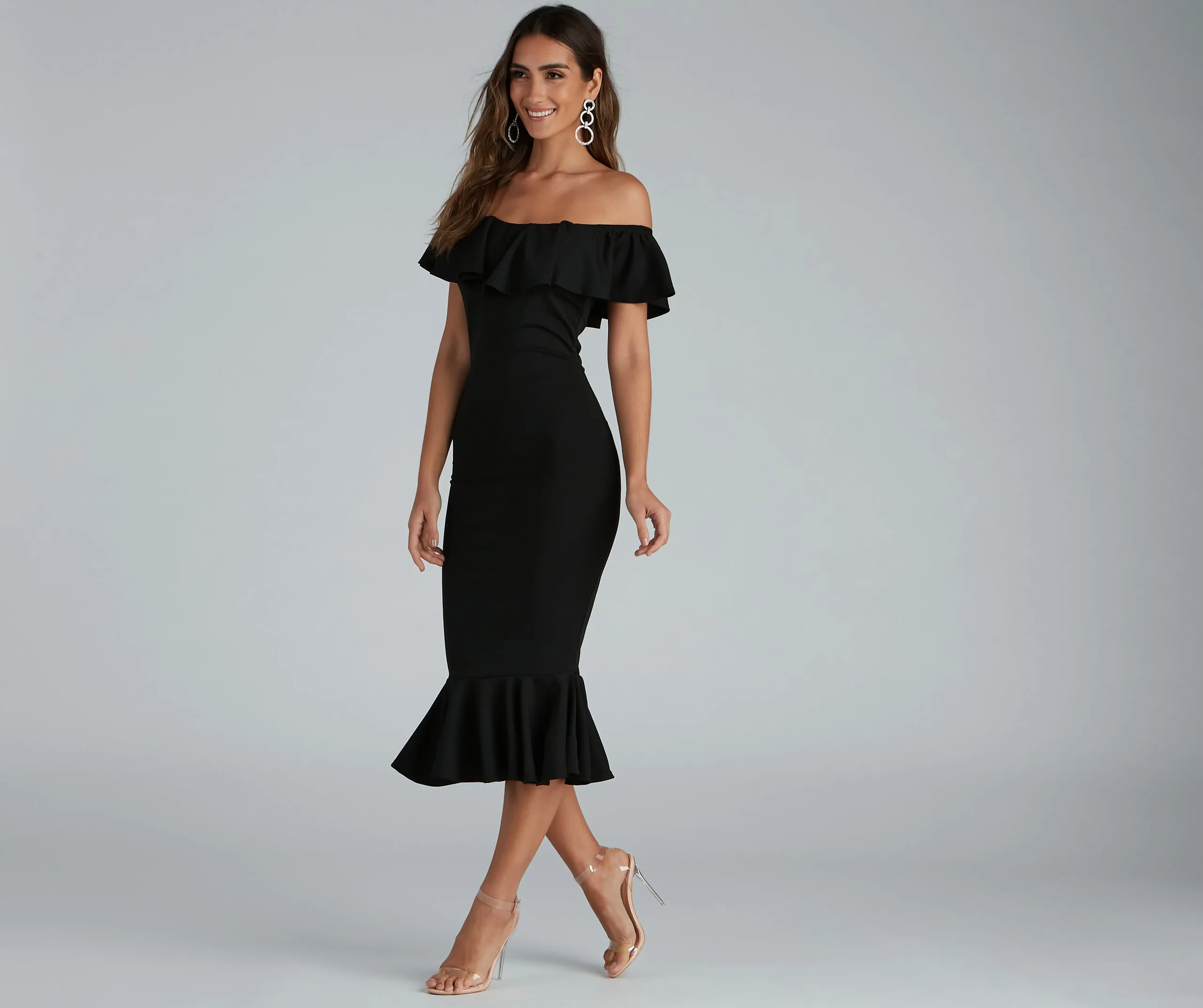 A Stylish Affair Ruffled Midi Dress