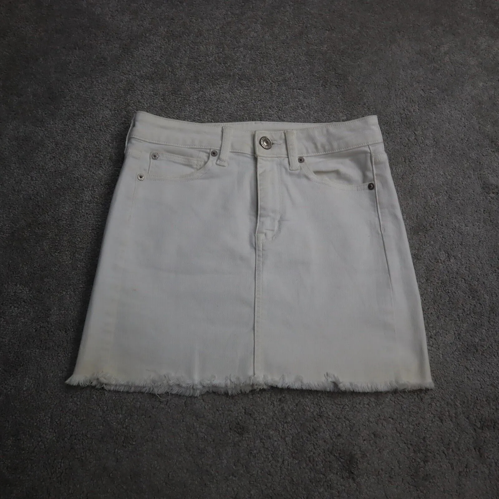 American Eagle Womens Straight & Pencil Skirt Stretch Flat Front White SZ 2 Reg