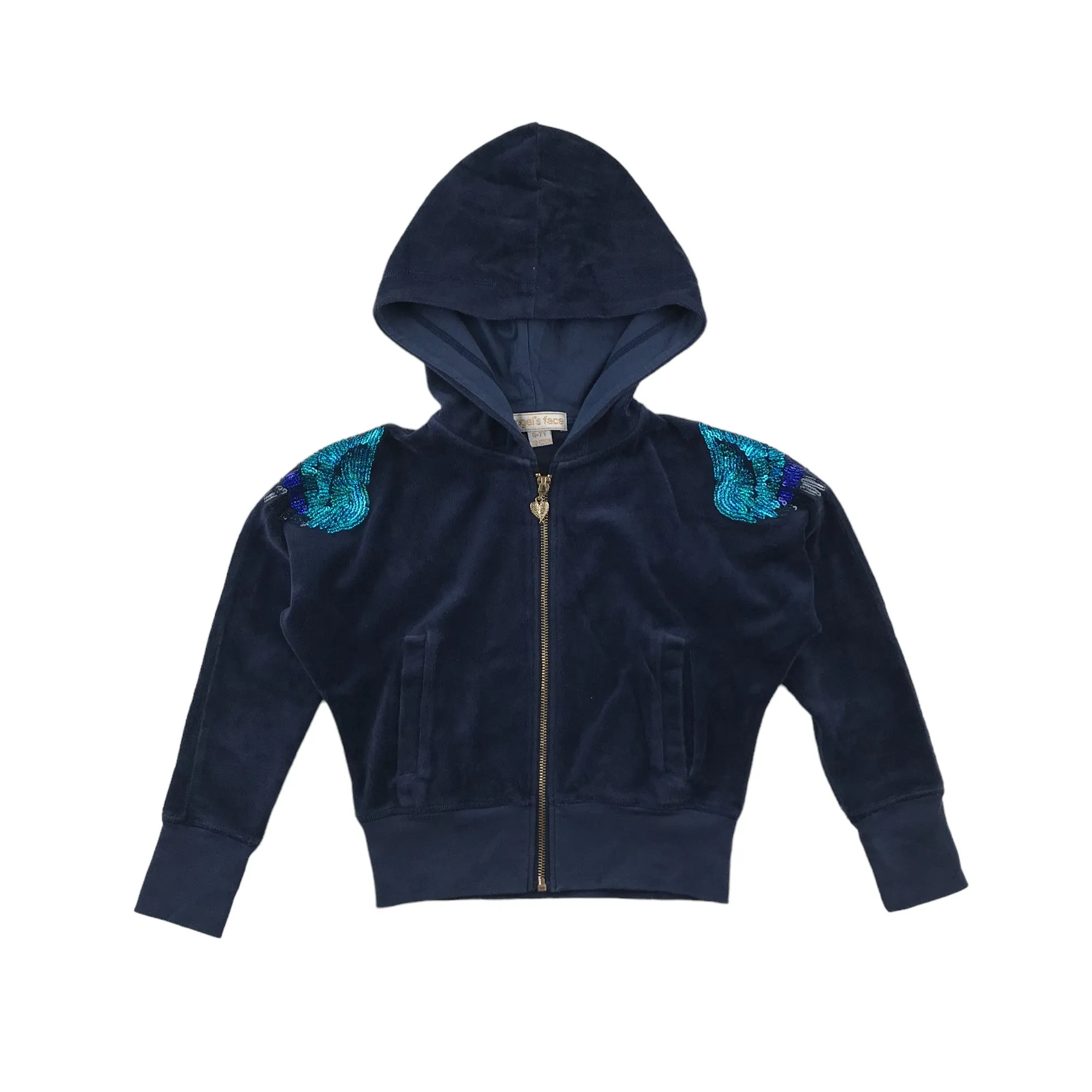 Angels Face tracksuit set 4-5 years navy blue velour sequin details