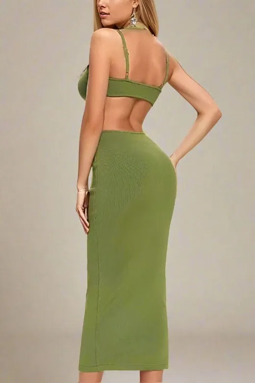 Aria Bodycon Day Maxi Dress - Emerald Green