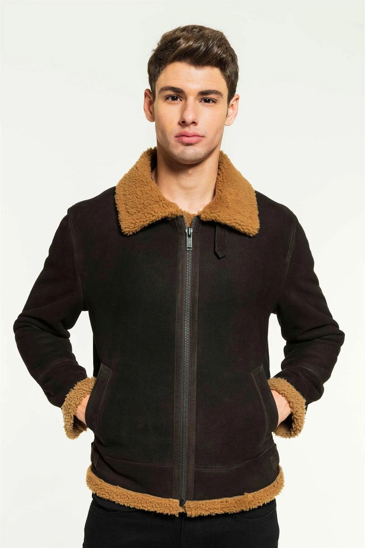 Aviator Toffee Shearling Jacket for Men