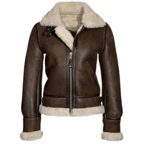 Aviator Womens Distressed Brown Jacket