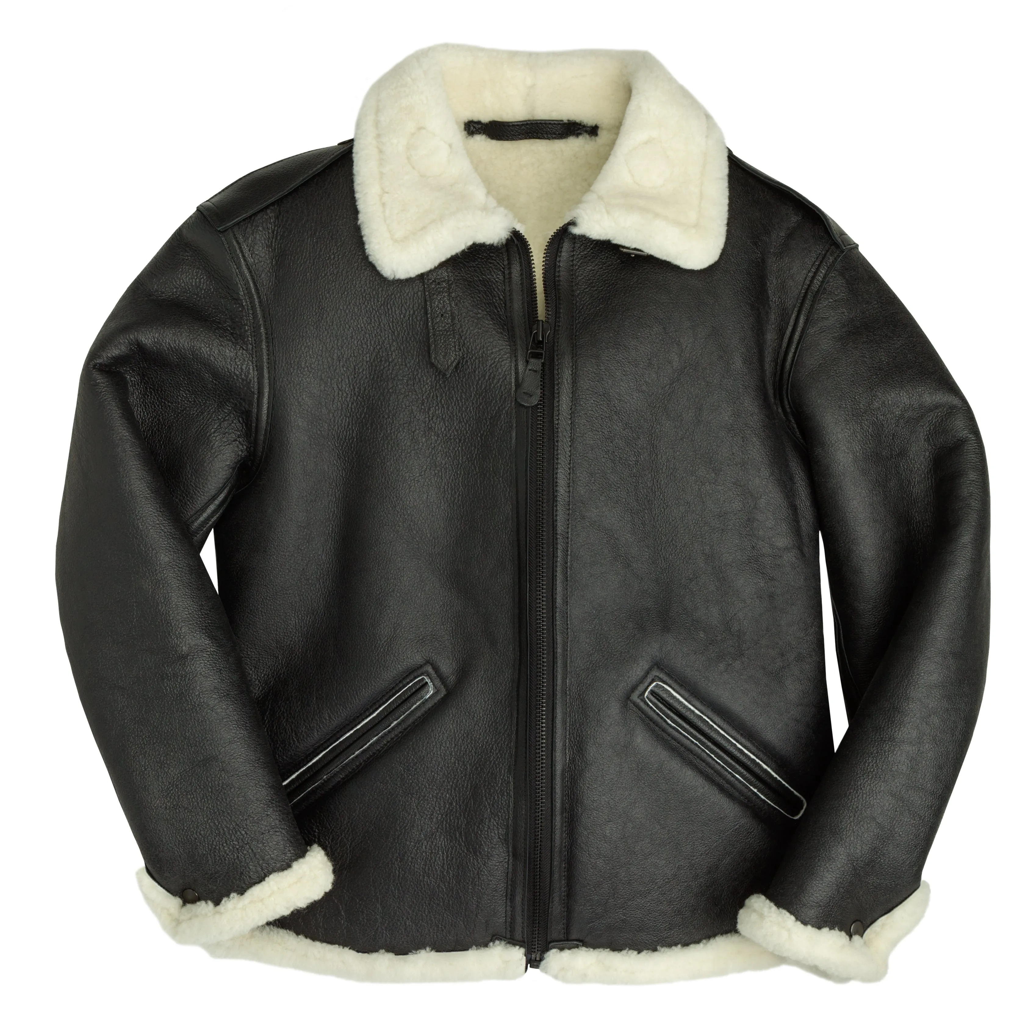 B-6 Black Shearling Bomber Jacket Z21Y008