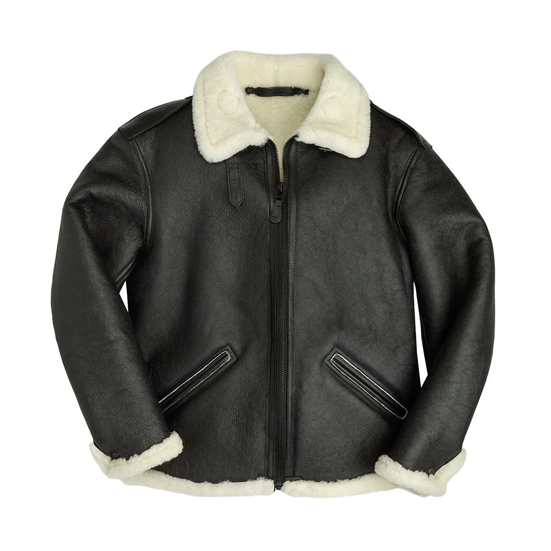 B-6 Black Shearling Bomber Jacket Z21Y008