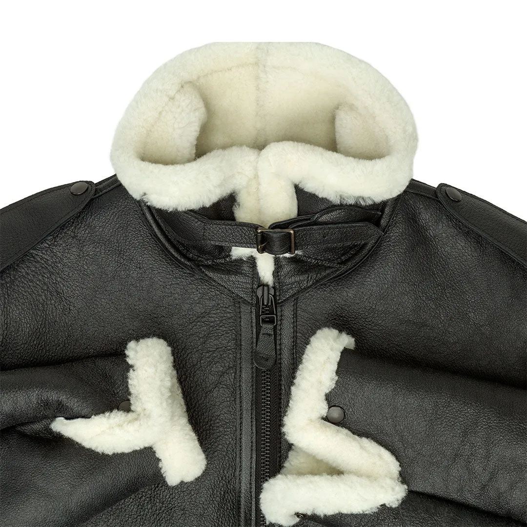 B-6 Black Shearling Bomber Jacket Z21Y008