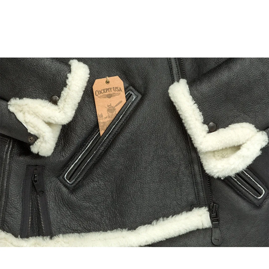 B-6 Black Shearling Bomber Jacket Z21Y008