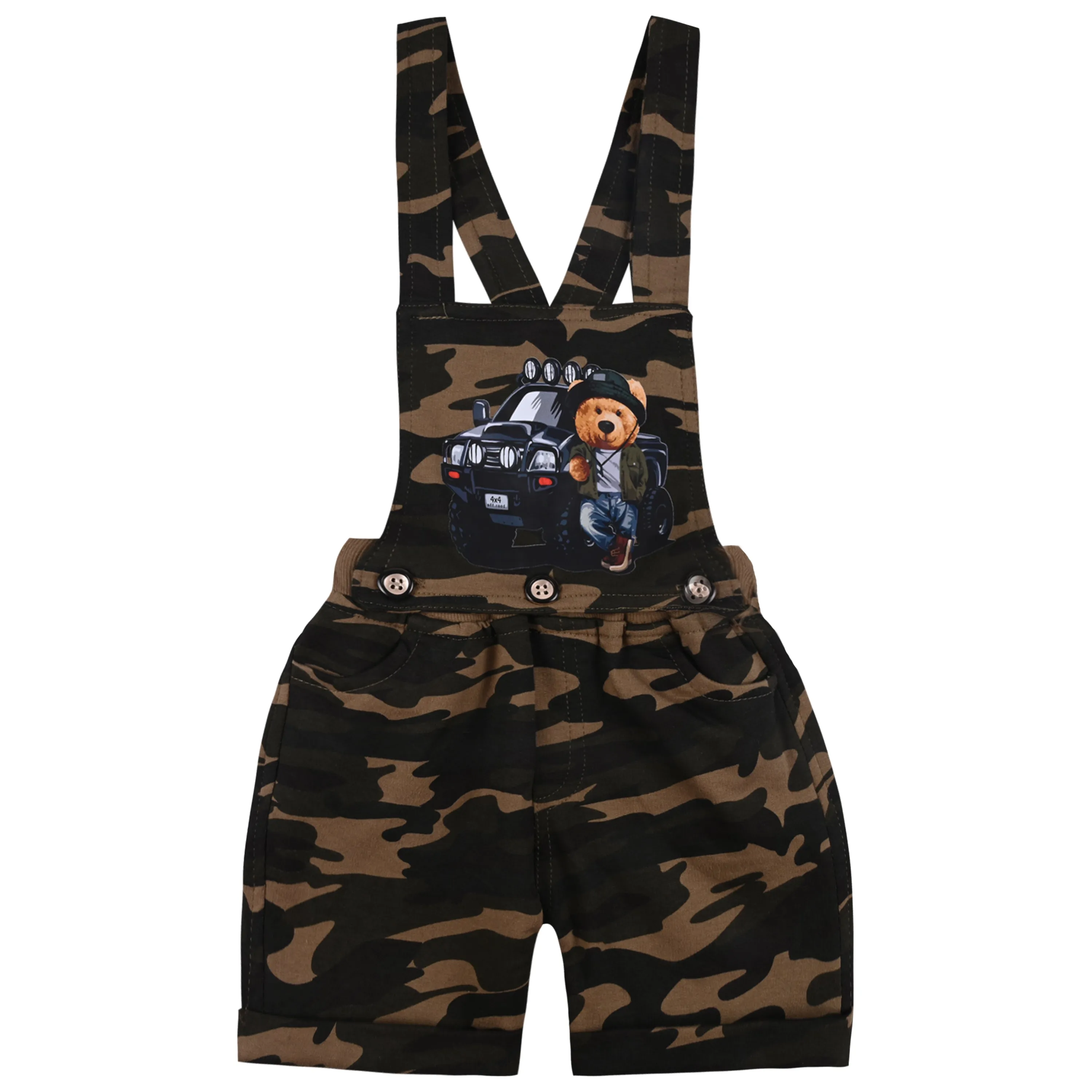 Baby Boys Camouflage Pattern T-Shirt and Shorts Dungaree Set