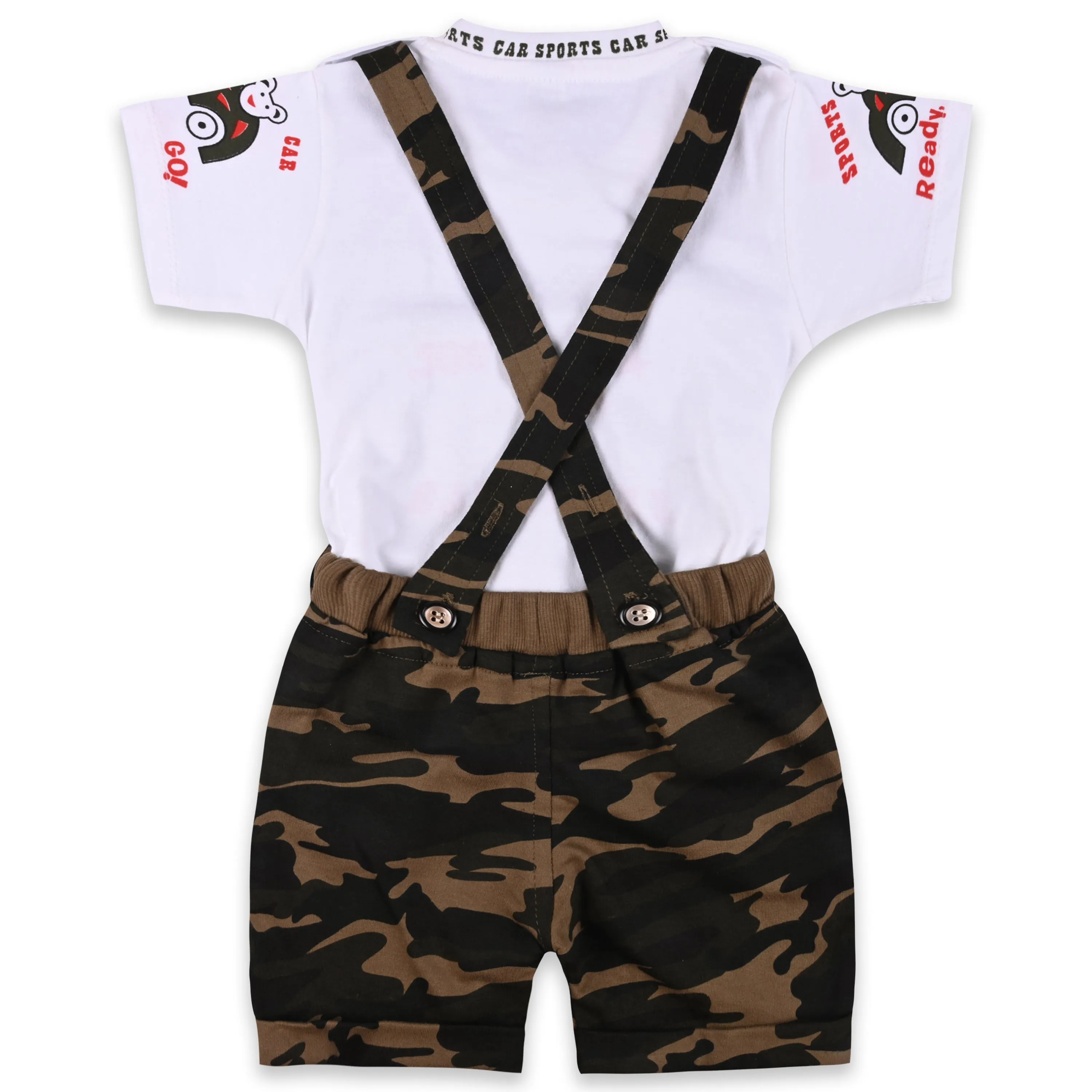 Baby Boys Camouflage Pattern T-Shirt and Shorts Dungaree Set