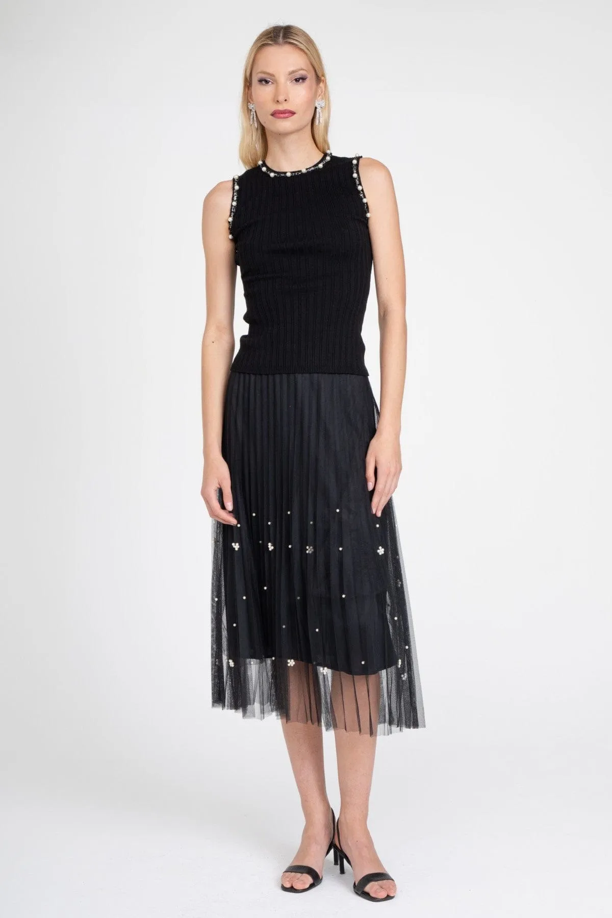 Black Pearl Pleated Skirt