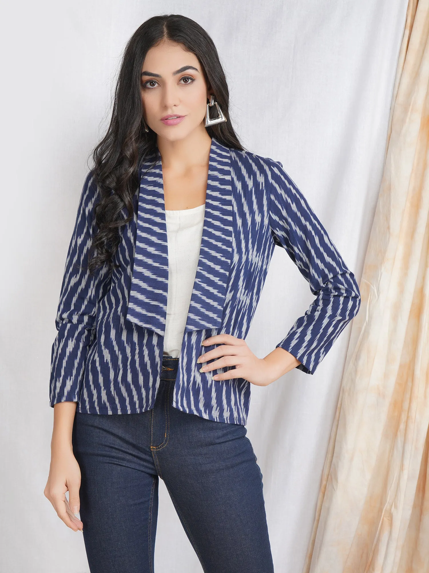 Blue Ikat Cotton Jacket