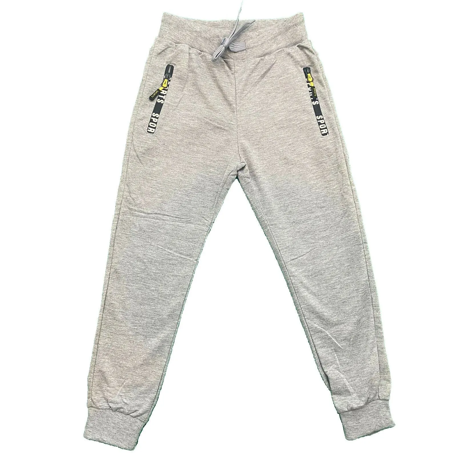 Boys Girls Kids Plain Zip Pocket Jogging Sports Tracksuit Bottoms Joggers PE Gym