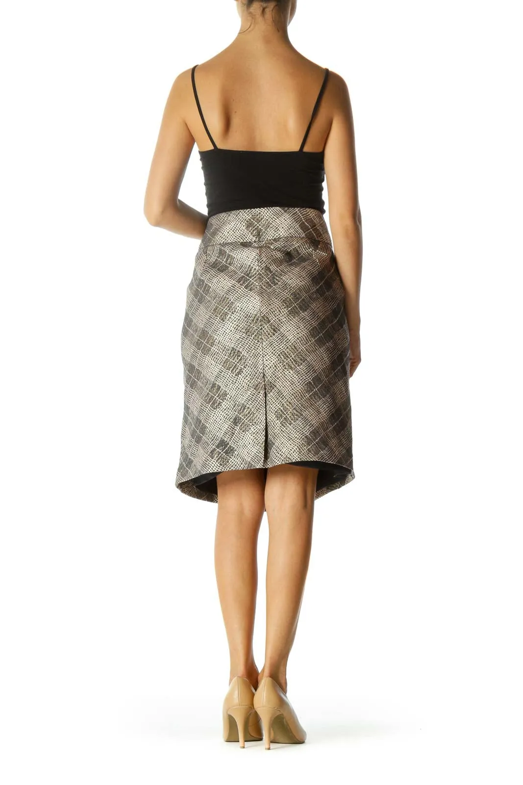 Brown and Cream Pencil Skirt