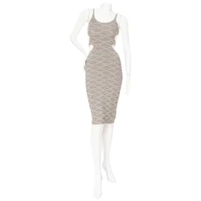 Brown Patterned Cutout Bodycon Dress