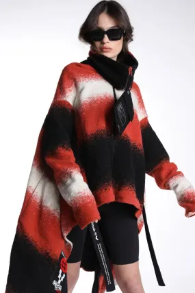 Burnt orange and black wool cape | COOL CAPE