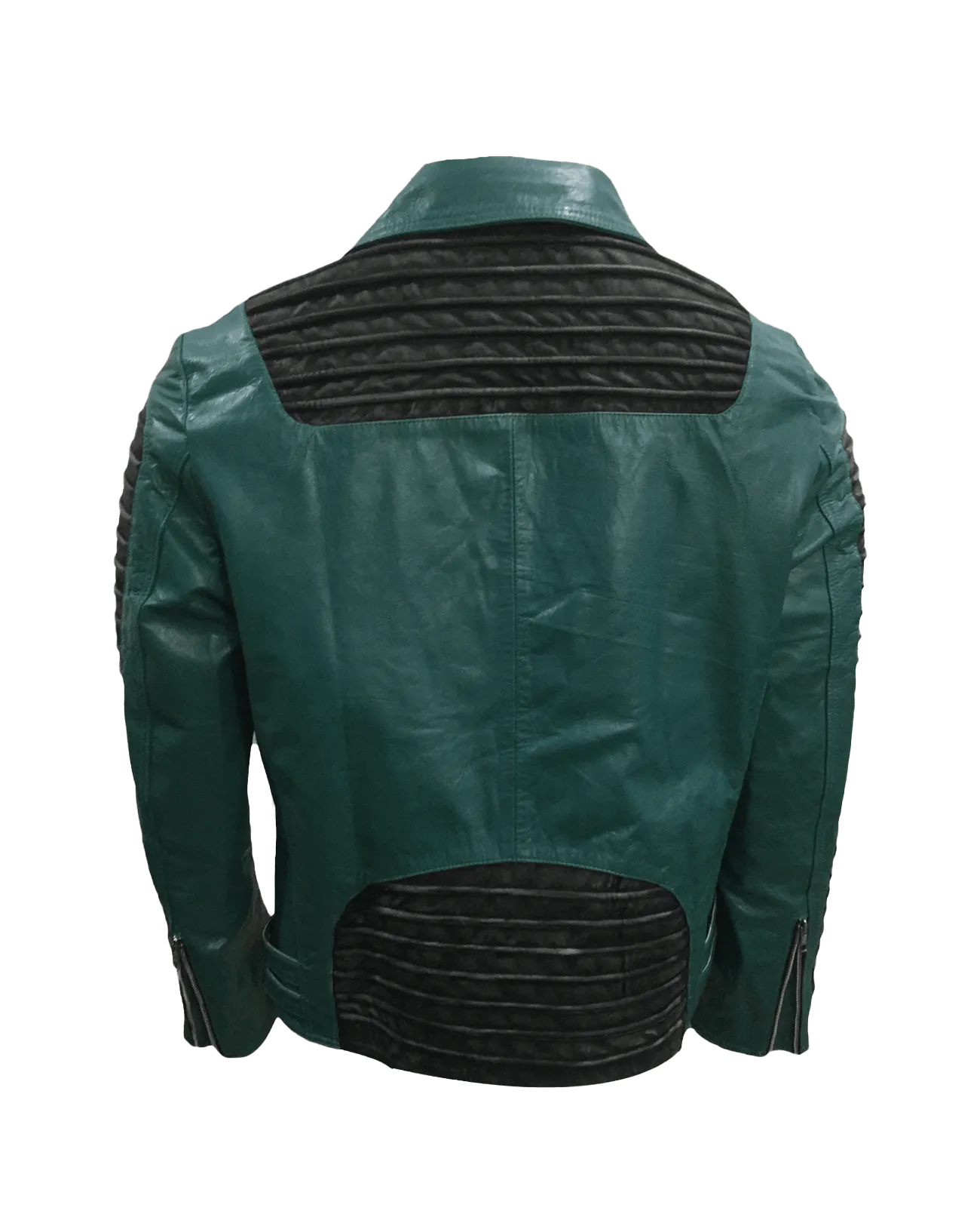 Cafe Racer Quilted Style Cyan Leather Jacket | Mens Quilted Cyan Leather Jacket