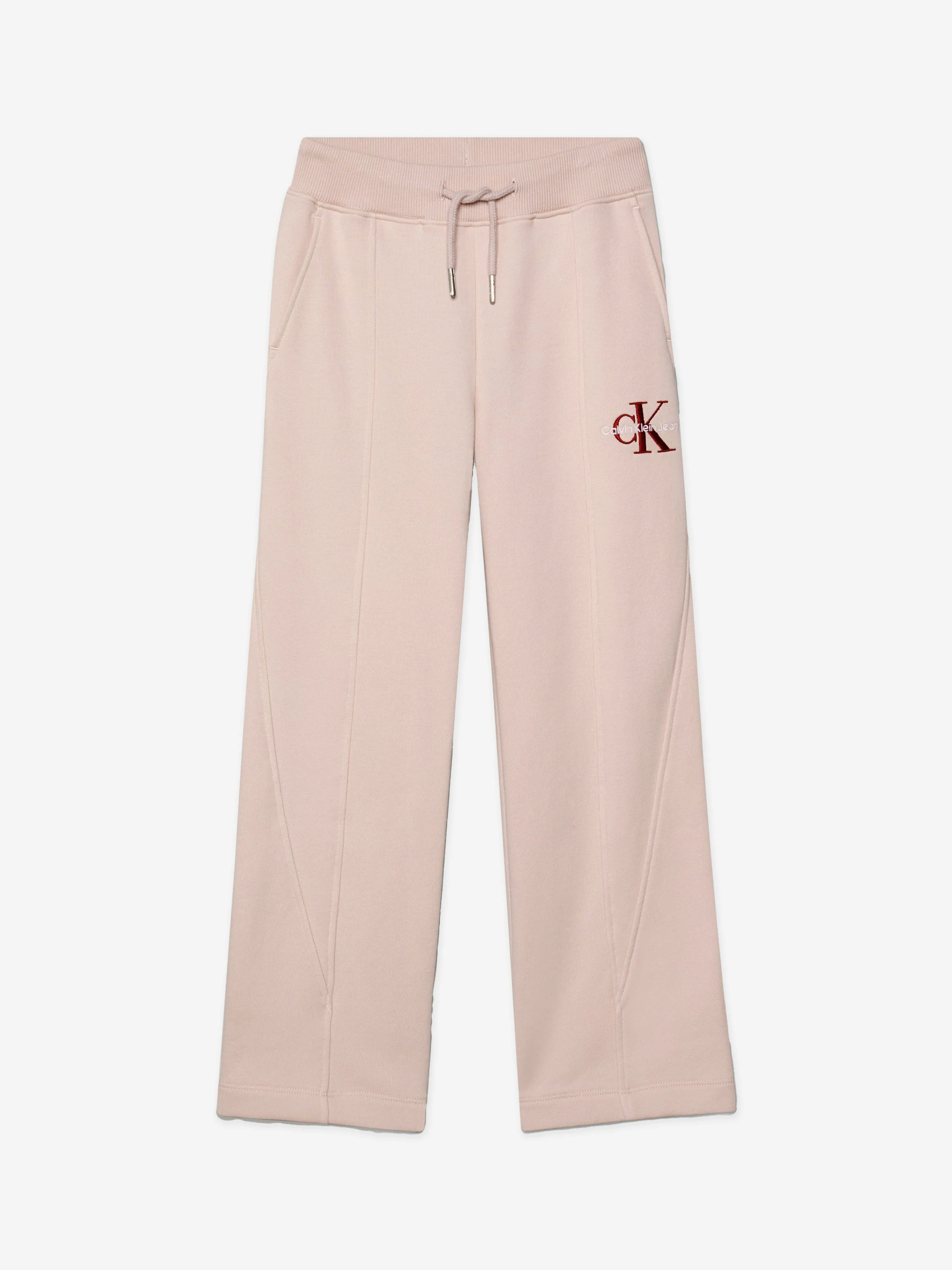 Calvin Klein Girls Monogram Off Placed Joggers in Pink