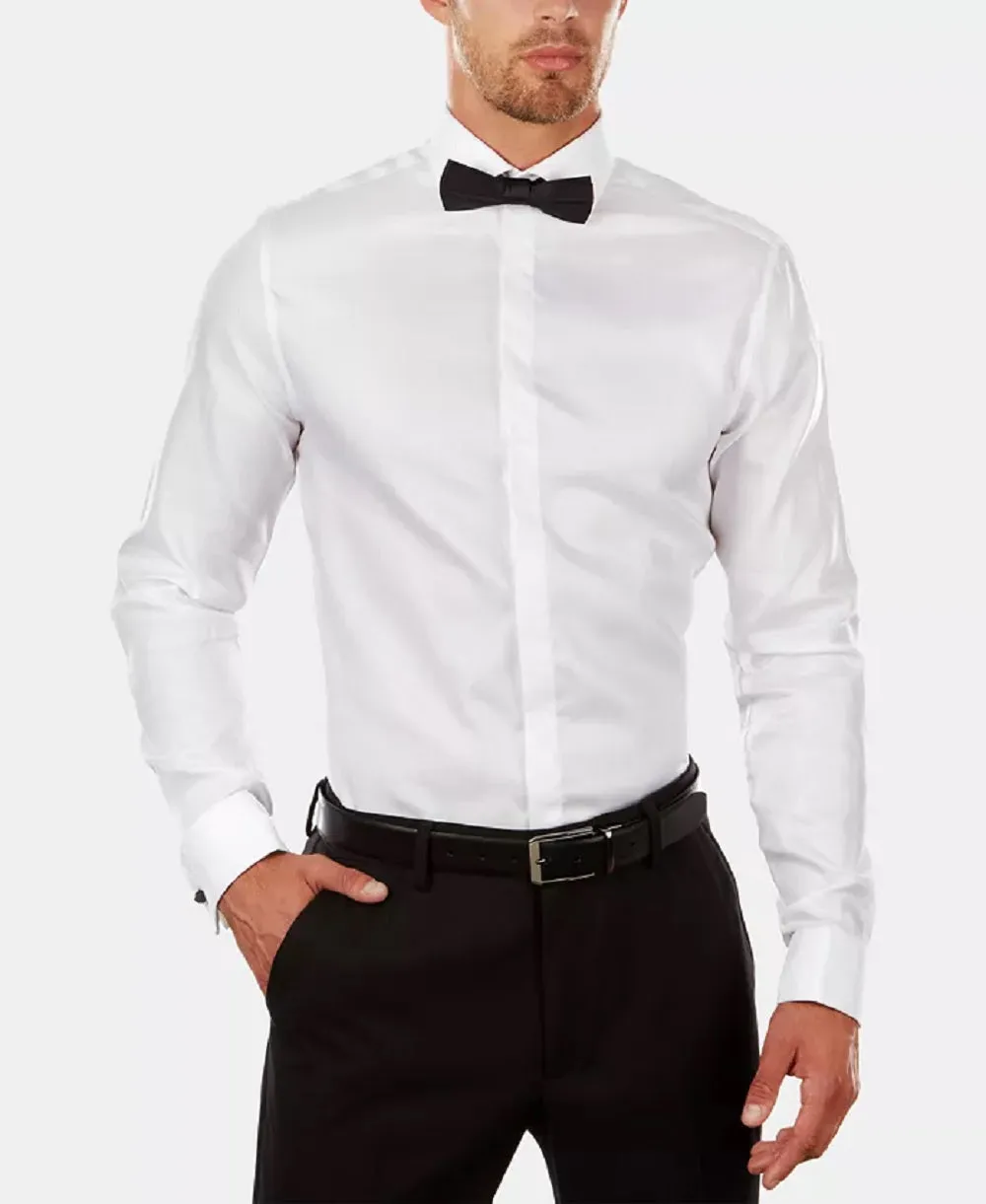 Calvin Klein X Men's Slim Fit French Cuff Tuxedo Shirt, White,13 1/2