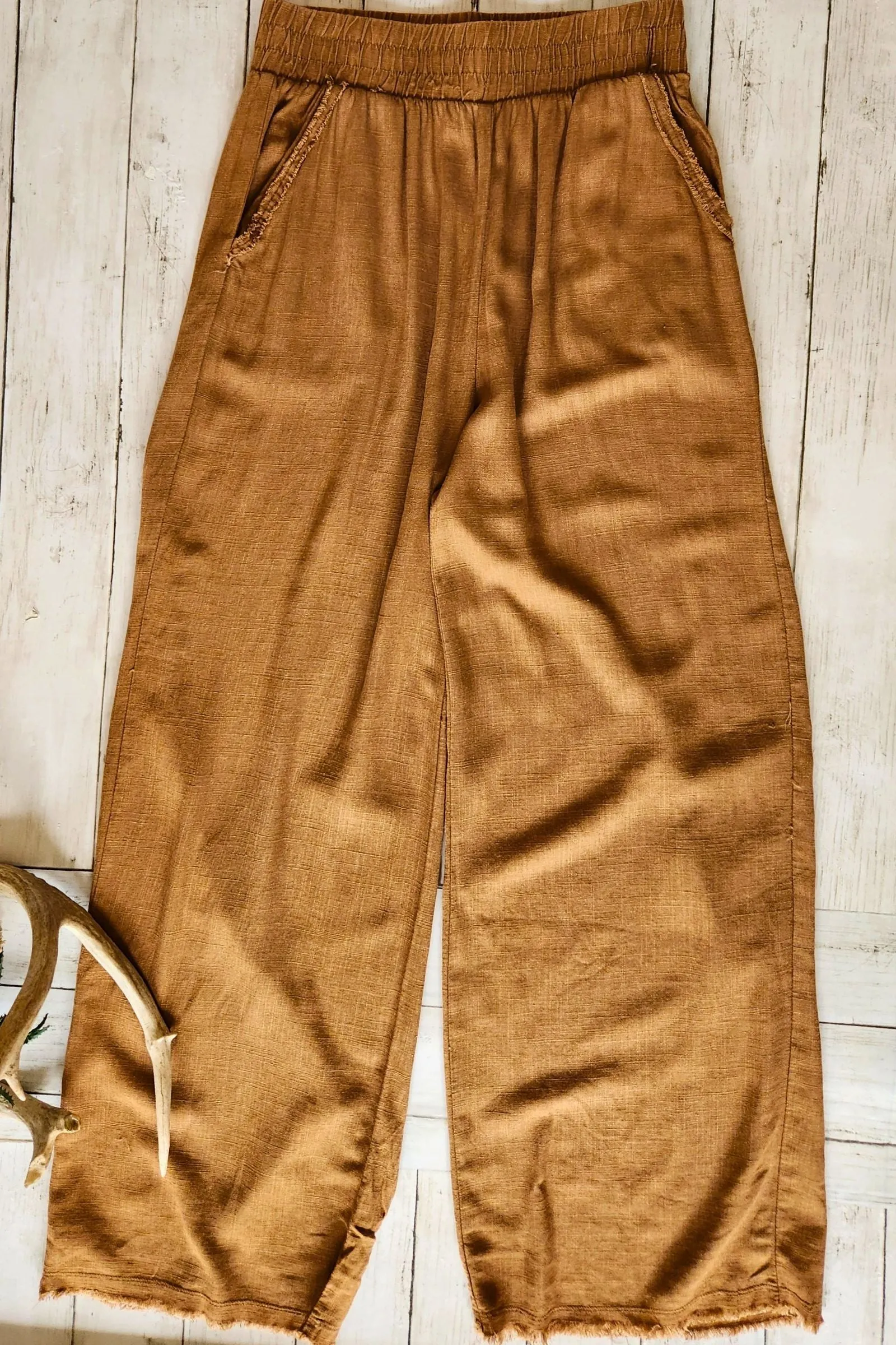 Camel Washed Linen Pants