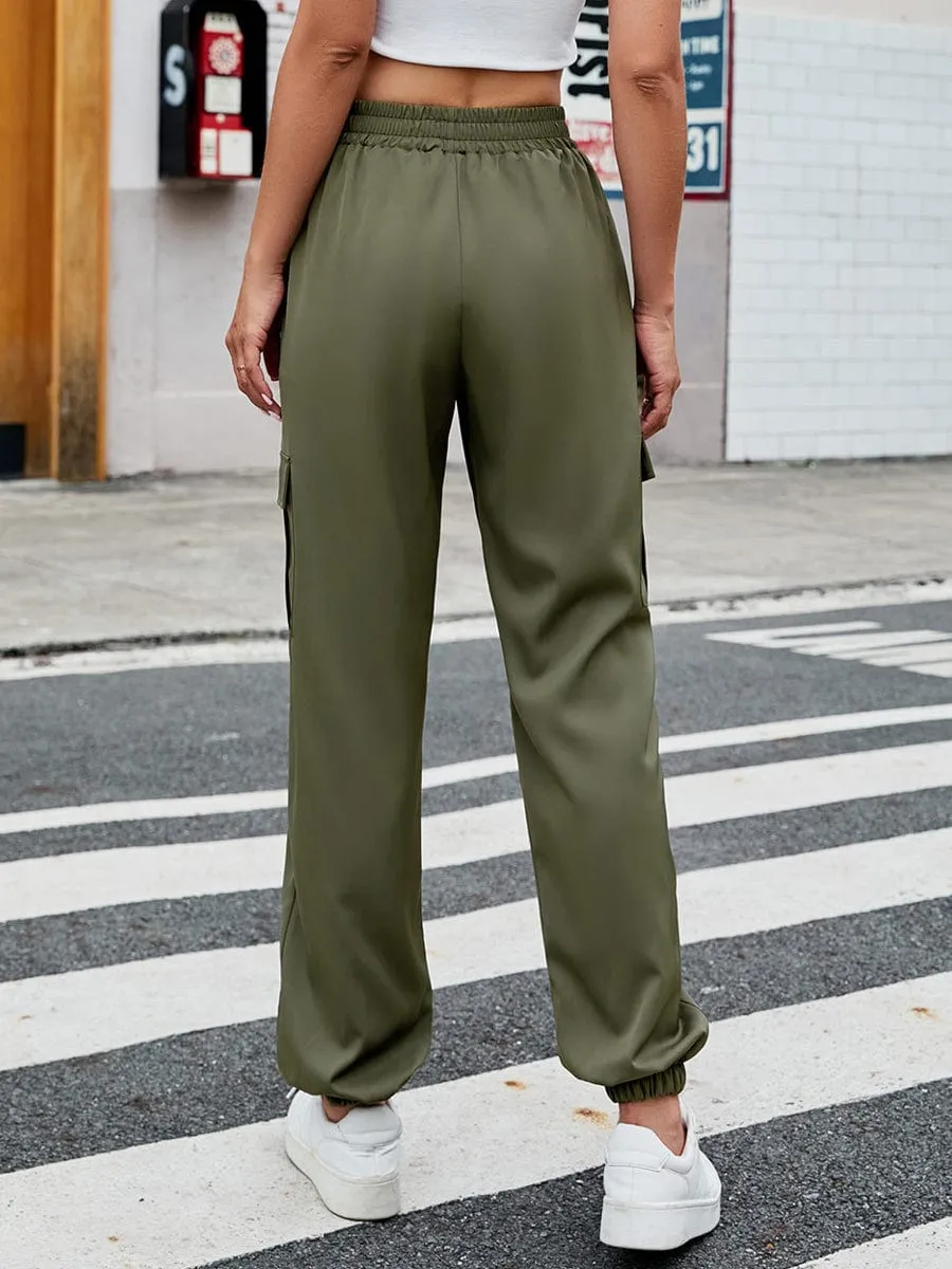 Cargo Pants with Elastic Waist, Straight Leg