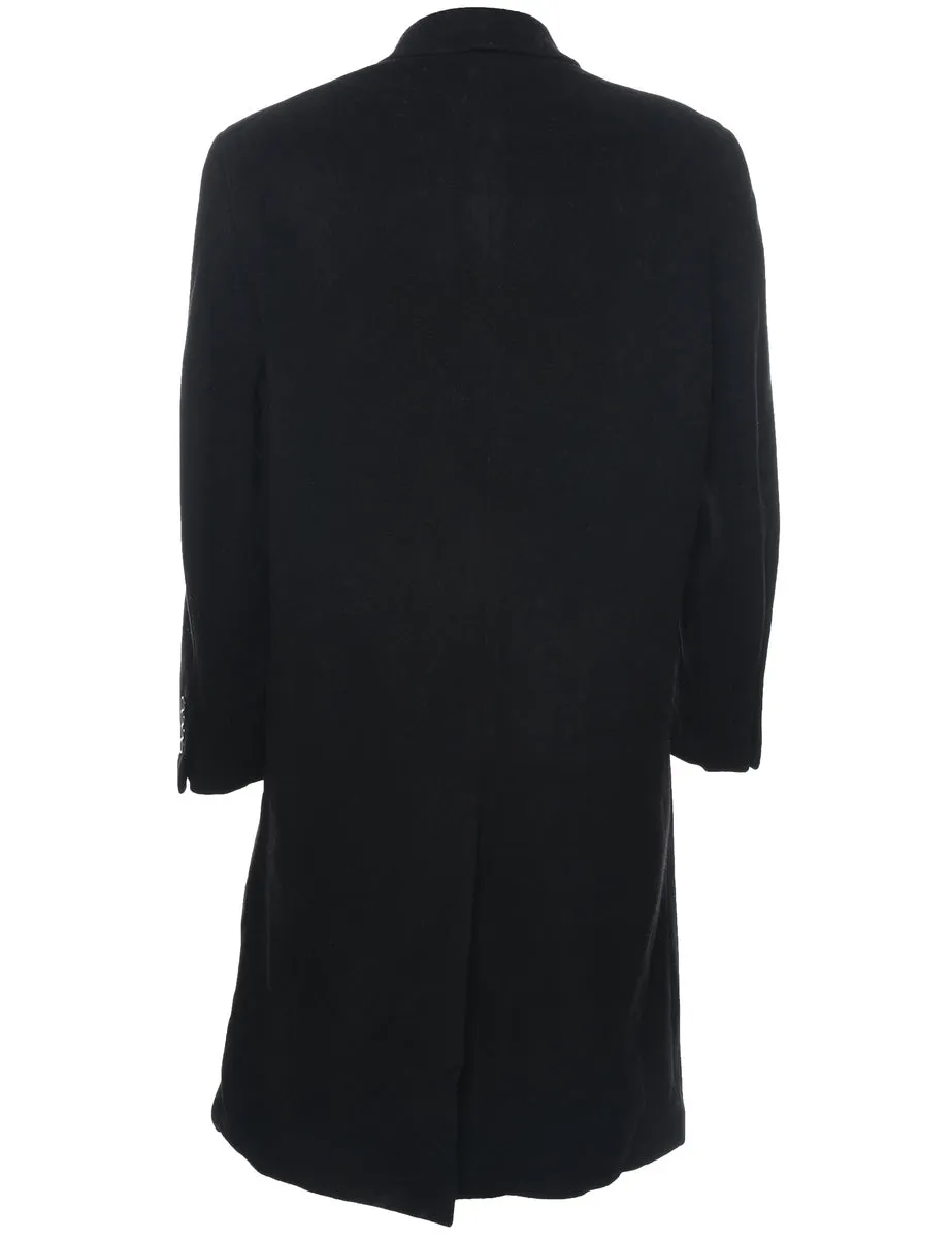 Cashmere Black Wool Coat - XL