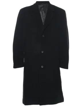 Cashmere Black Wool Coat - XL