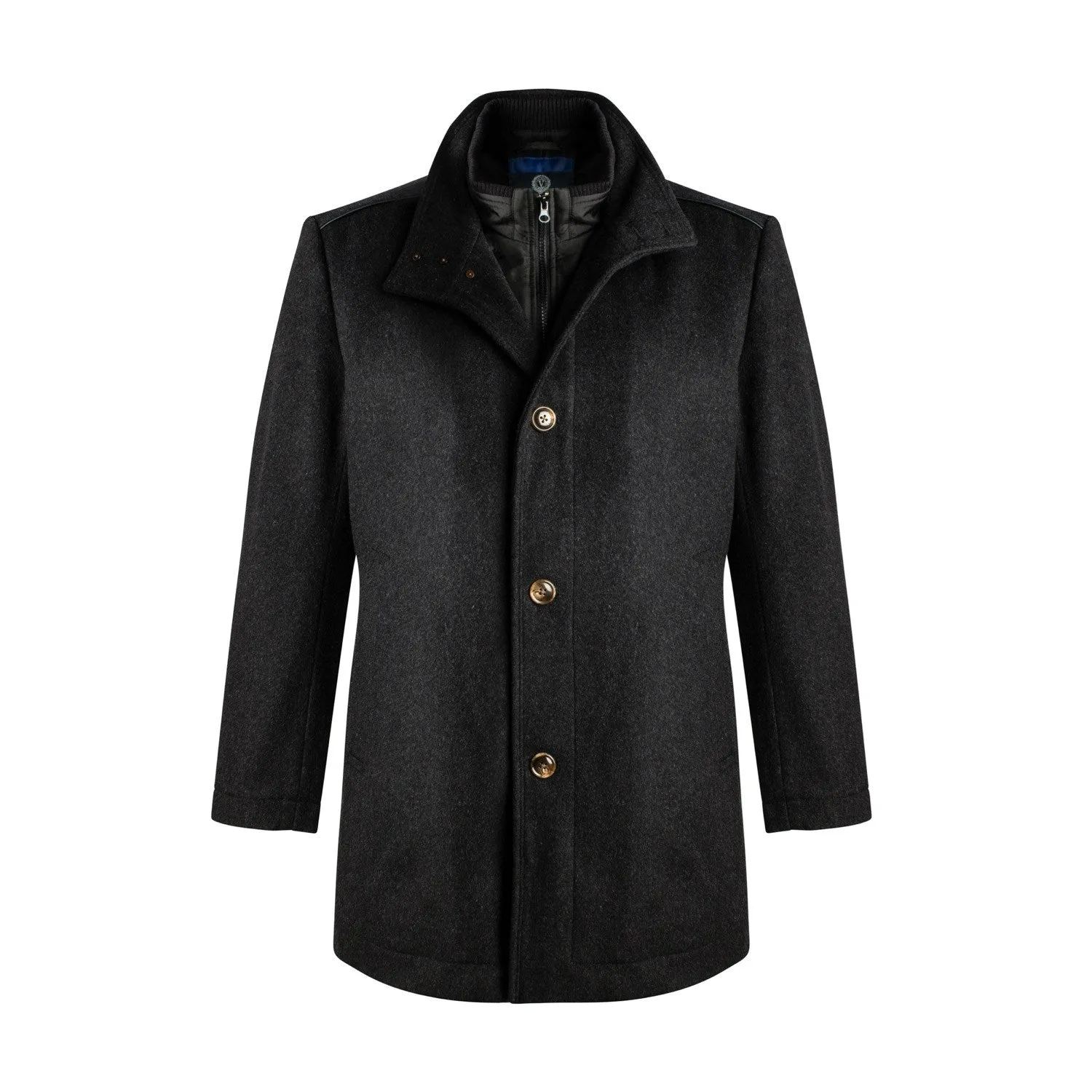 Cashmere Blend 6-Button Coat with Zip-Out Wind Blocker in Charcoal by Viyella