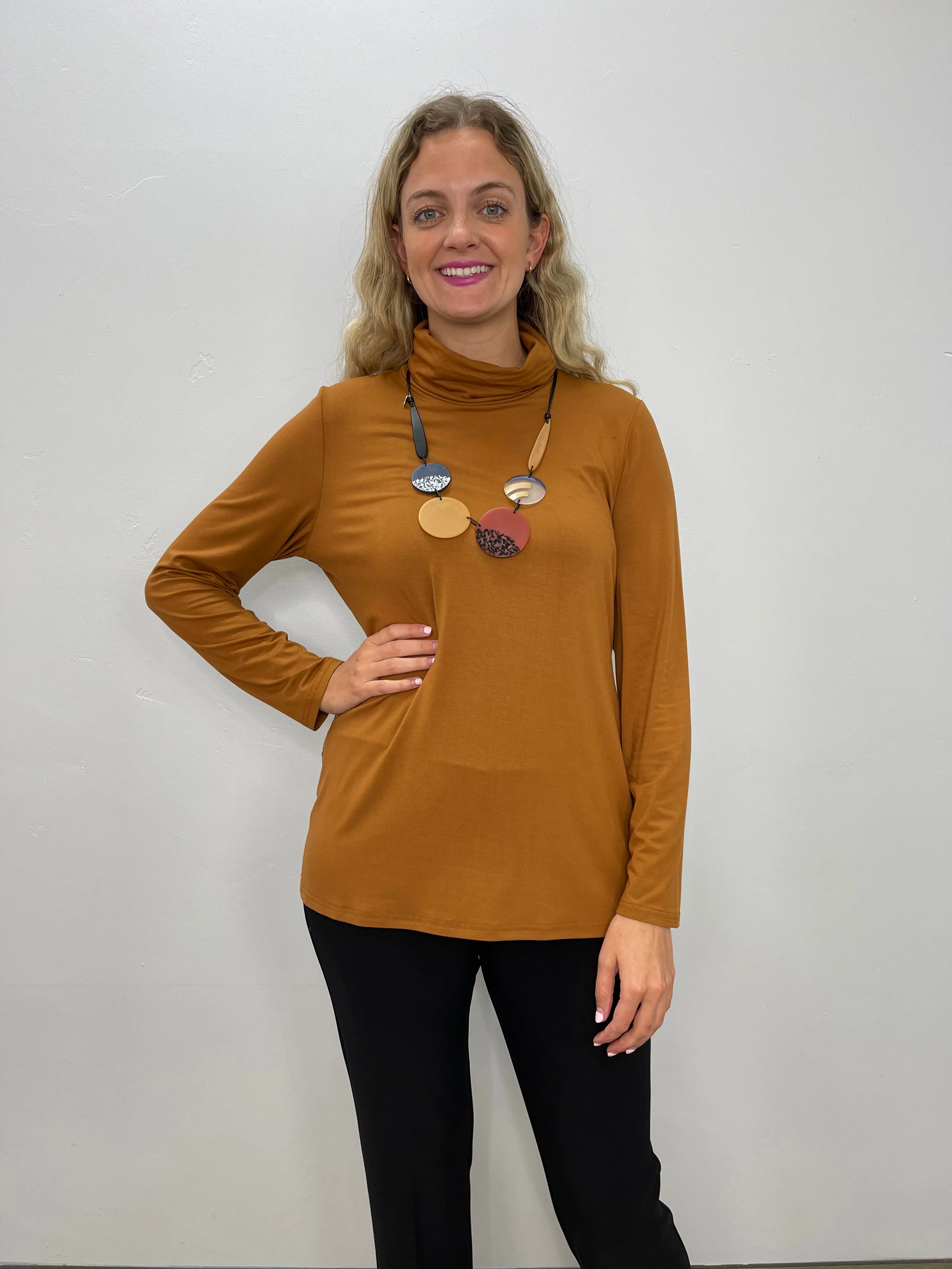 Cinnamon Long Sleeve Bamboo Turtle Neck