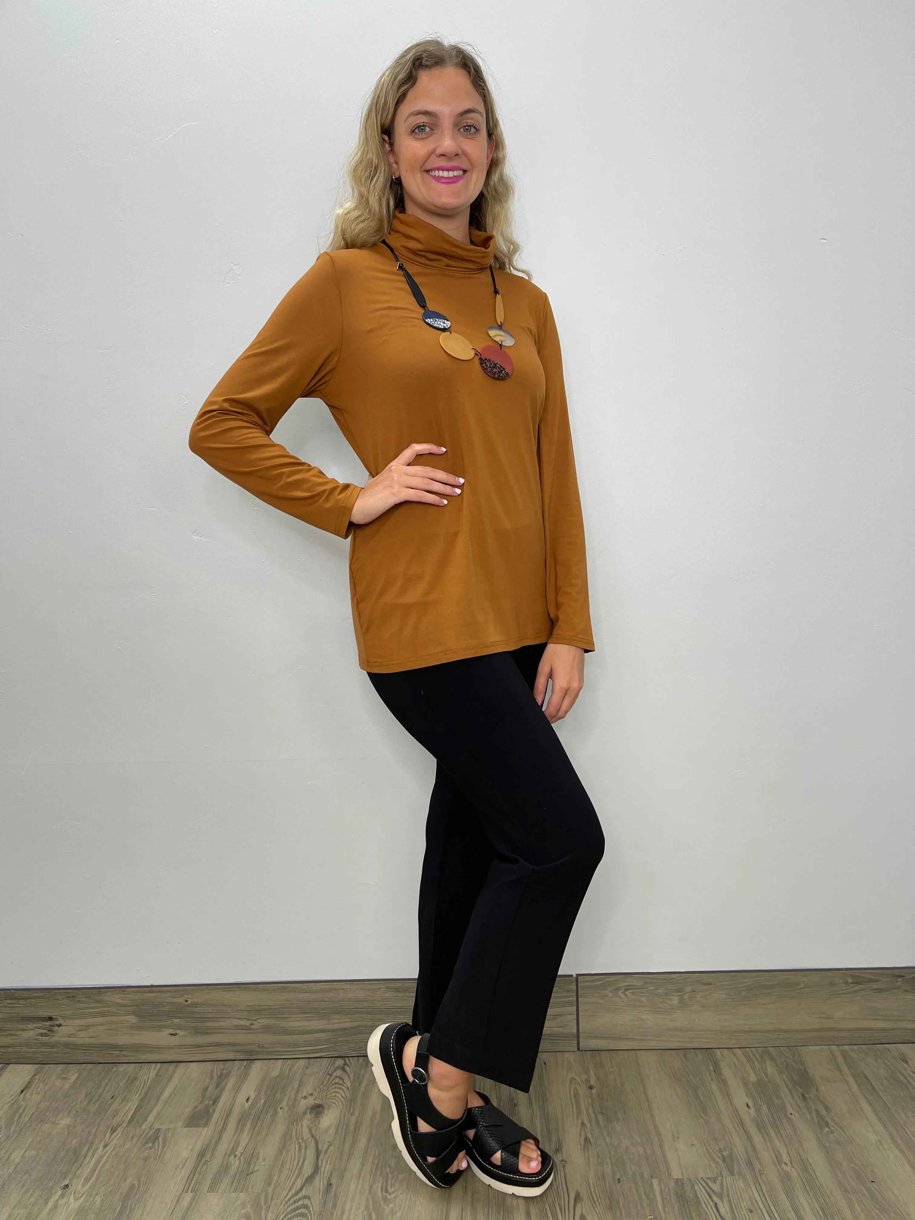 Cinnamon Long Sleeve Bamboo Turtle Neck