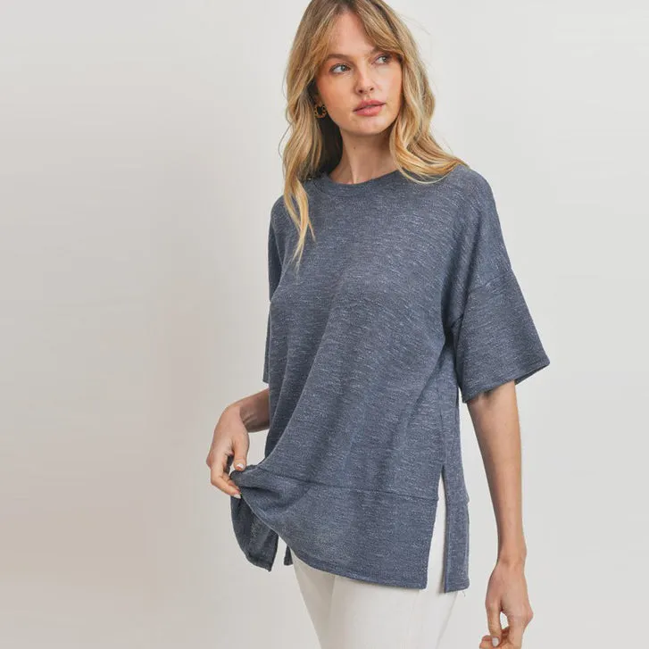 Comfy Slub Knit Tunic Top