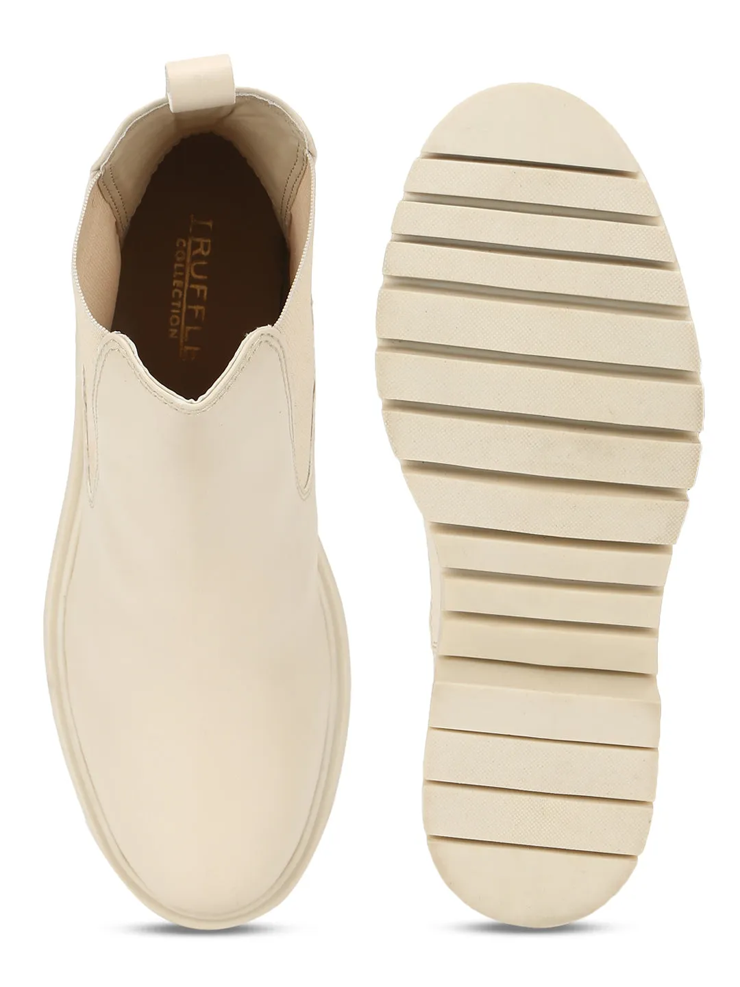 Cream PU Slip On Oxford Boots (TC-ST-1008-CRMPU)