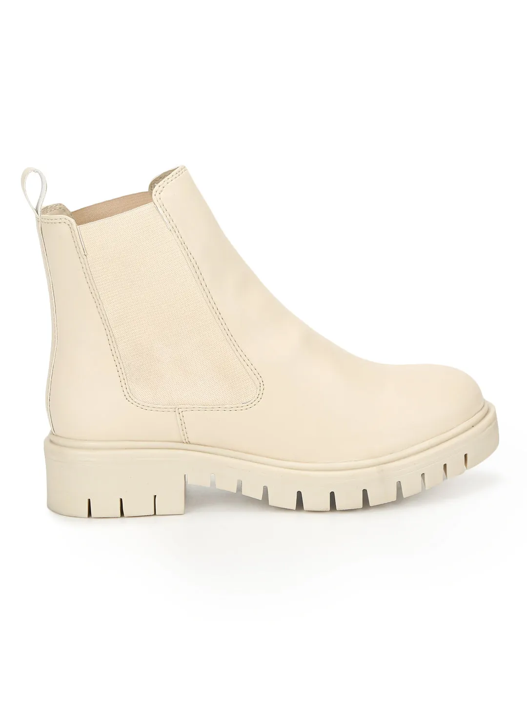 Cream PU Slip On Oxford Boots (TC-ST-1008-CRMPU)