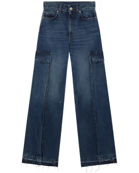 Dark Blue Vintage Cargo Flare Jean