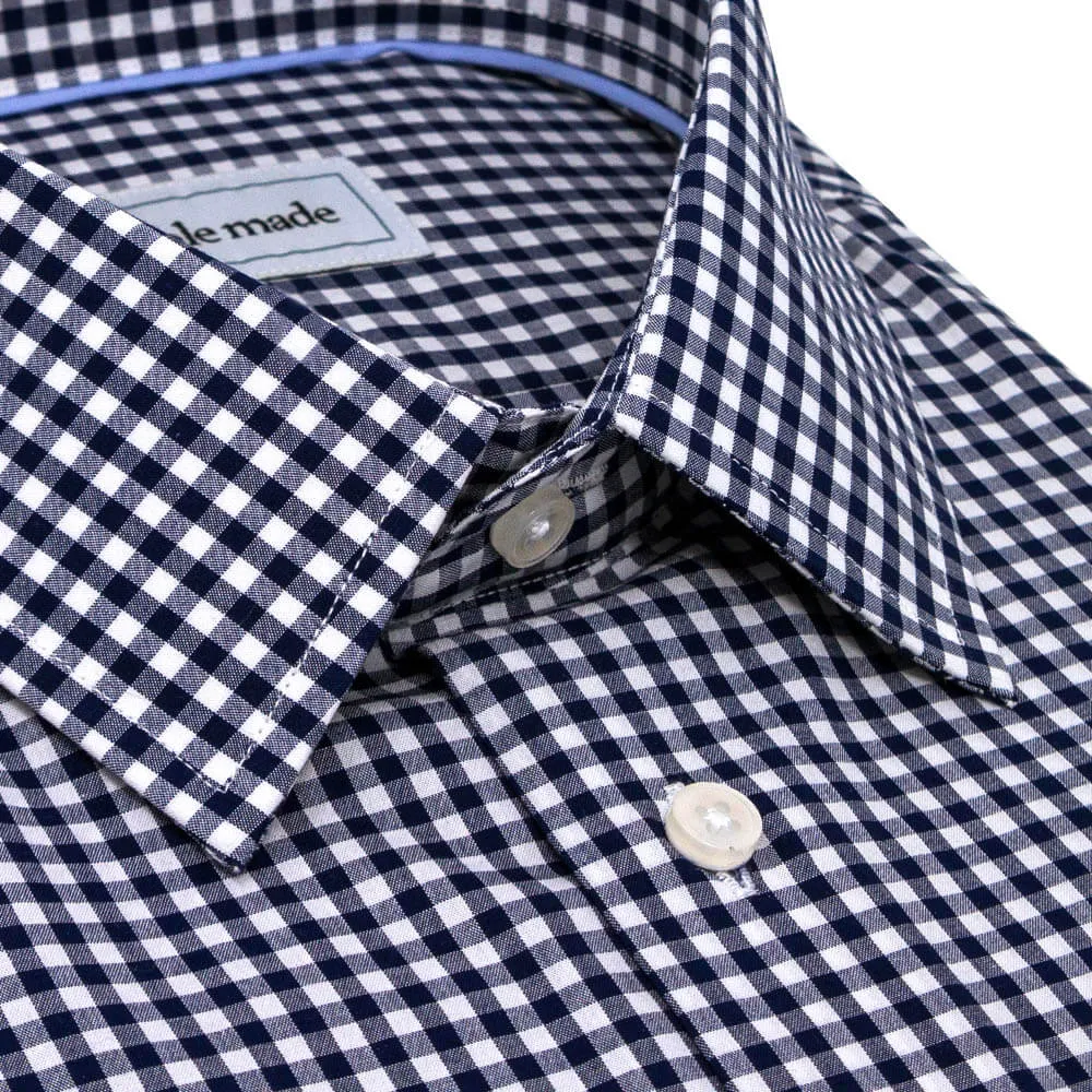 Dark Navy Checked Dress Shirt | The Abacus