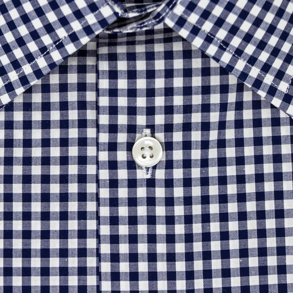 Dark Navy Checked Dress Shirt | The Abacus