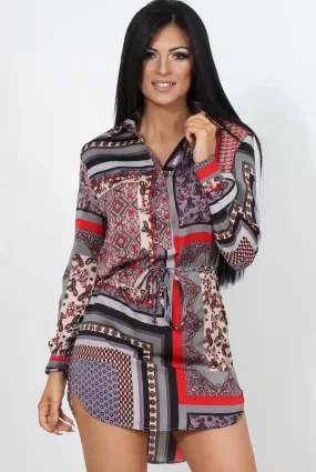 Darna Grey Paisley Print Shirt Dress