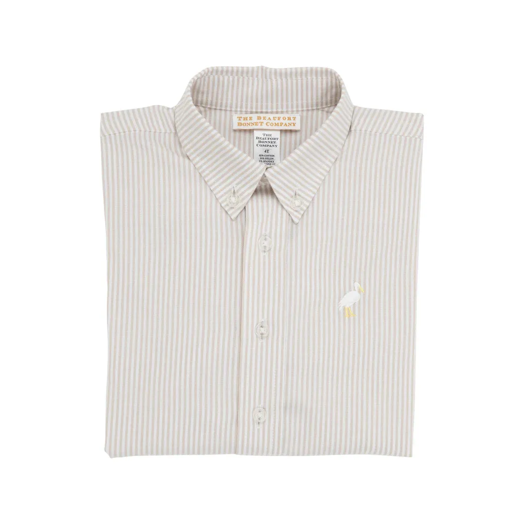 Dean's List Dress Shirt - Keeneland Khaki Oxford Stripe - FINAL SALE