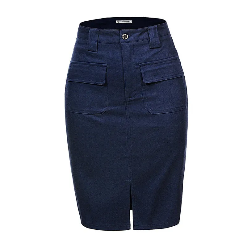 Denim Pencil High Waist Skirt