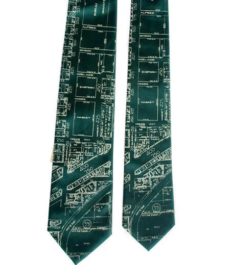 Detroit Map Silk Tie. Historic Eastern Market Necktie