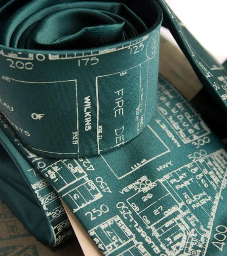 Detroit Map Silk Tie. Historic Eastern Market Necktie