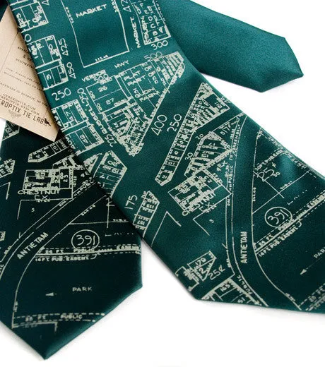 Detroit Map Silk Tie. Historic Eastern Market Necktie