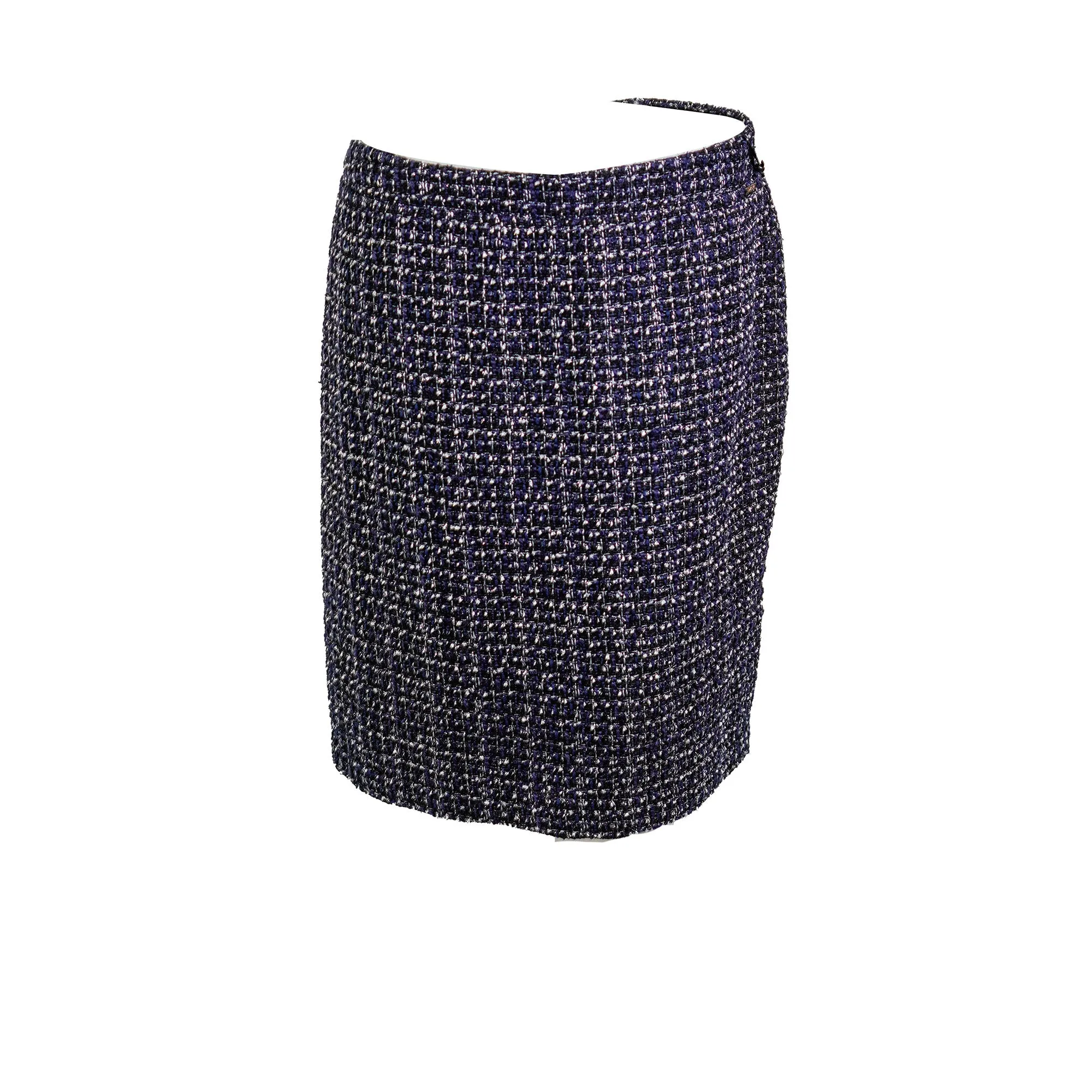 DKNY Women's Tweed Metallic Straight Pencil Skirt Blue Black Size 18