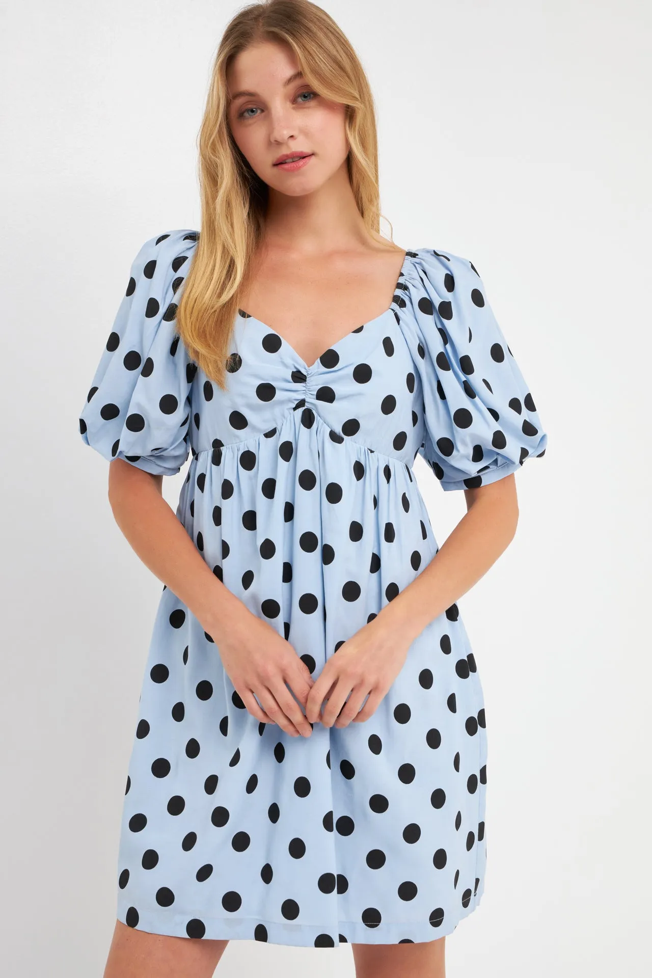 Dotted Babydoll Mini Dress