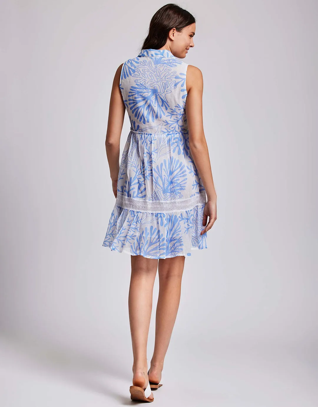 Elsa Sleeveless Shirt Dress - Blue