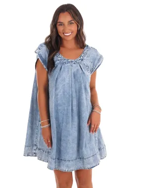 Fading Sunlight Denim Babydoll Dress